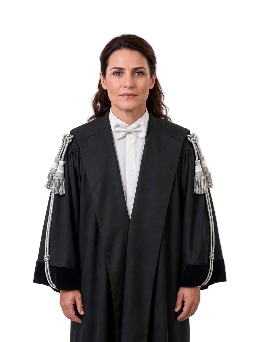 TOGA PER UDITORI GIUDIZIARI IN TESSUTO FRESCO DI  LANA LEGGERISSIMO LANIFICIO MARZOTTO+kit completo